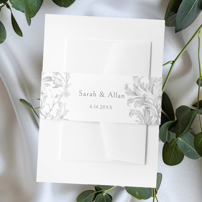 Elegant Classic French Rococo Floral Invitation Belly Band (Creator Uploaded)