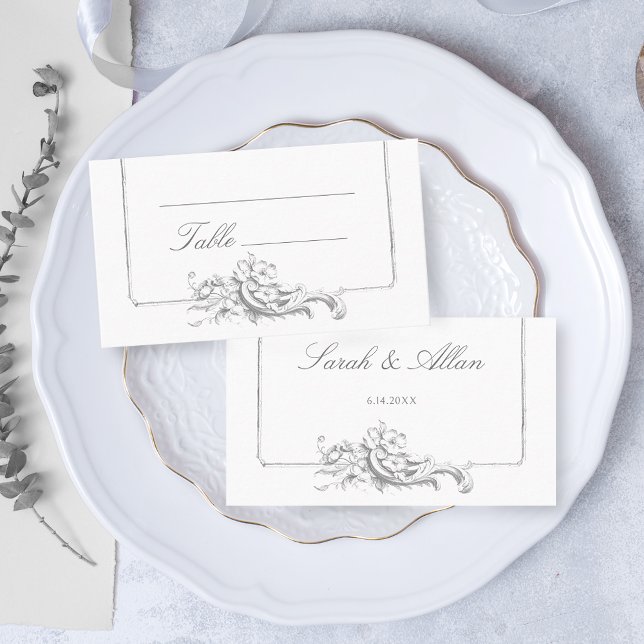 Elegant Classic French Rococo Floral Place Card (Creator Uploaded)
