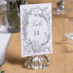 Elegant Classic French Rococo Floral Table Number<br><div class="desc">This classic suite of historic decorative designs is inspired by the 18th century etchings of French court painter Alexis Peyrotte,  featuring light grey on white acanthus leaves,  ornate scrolls,  flowers and leaves. This collection is the perfect complement to an elegant,  formal and romantic wedding.</div>