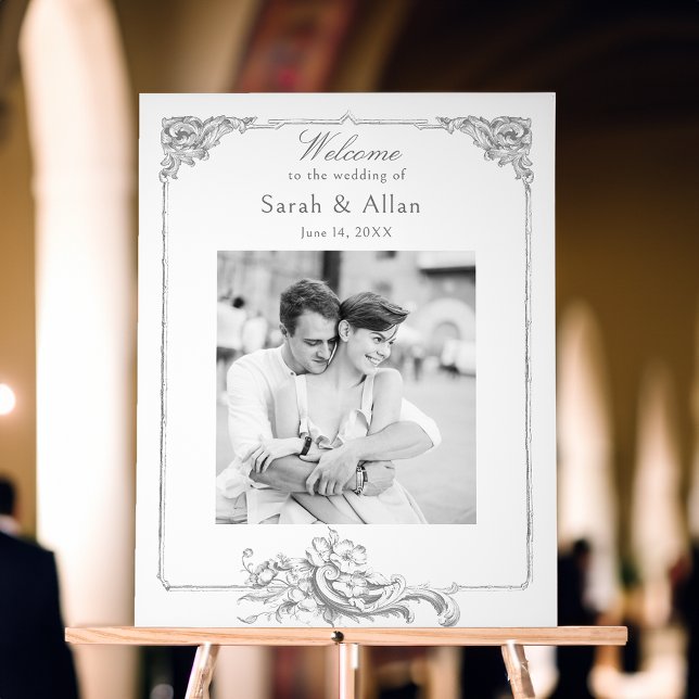 Elegant Classic French Rococo Floral Welcome Acrylic Sign (Creator Uploaded)