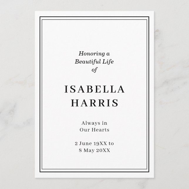 Elegant Classic Funeral Service Design Programme (Front)