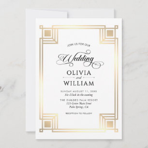 Elegant Classic Gold Art Deco Wedding Invitation