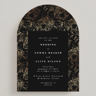 Elegant Classic Gold Botanical Wedding Arch Invitation