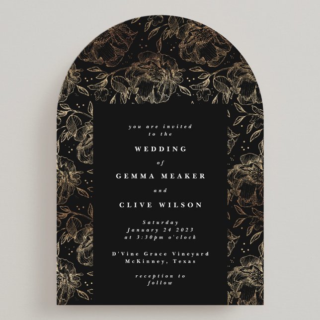 Elegant Classic Gold Botanical Wedding Arch Invitation (Creator Uploaded)