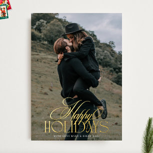 Elegant Classic GOLD Christmas Calligraphy Photo