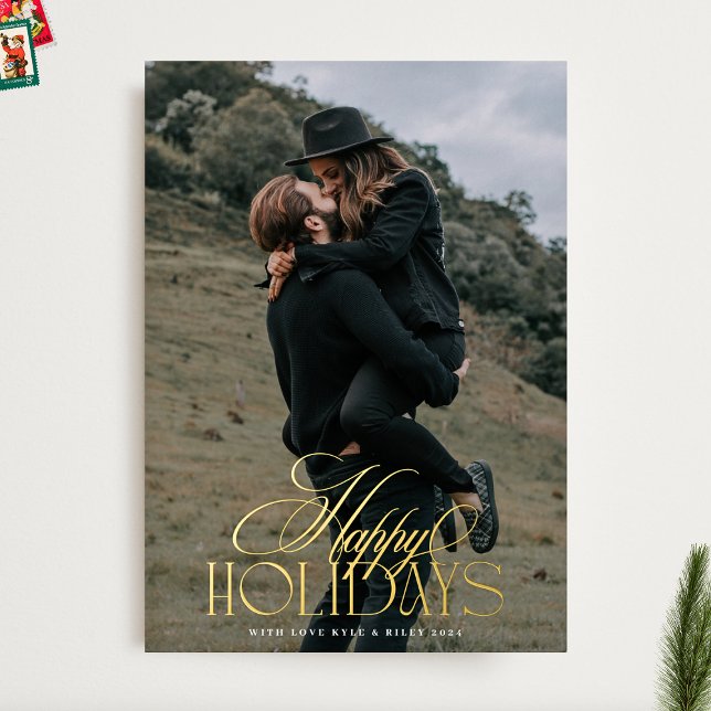 Elegant Classic GOLD Christmas Calligraphy Photo (Creator Uploaded)