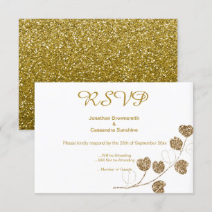 ELEGANT CLASSIC GOLD EUCALYPTUS GLITTER RSVP INVITATION