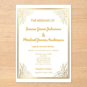 Elegant Classic Gold Foil Acrylic Invitations