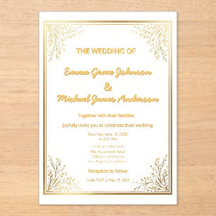 Elegant Classic Gold Foil Acrylic Invitations