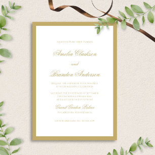 Elegant Classic Gold Formal Script Border Wedding Invitation