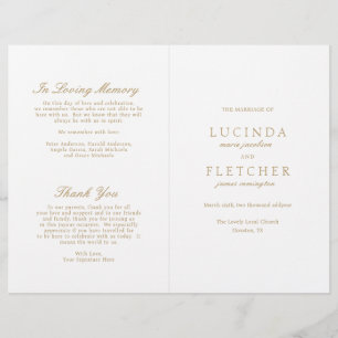 Elegant Classic Gold Formal Wedding Program