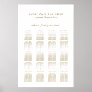 Elegant Classic Gold Formal Wedding Seating Chart