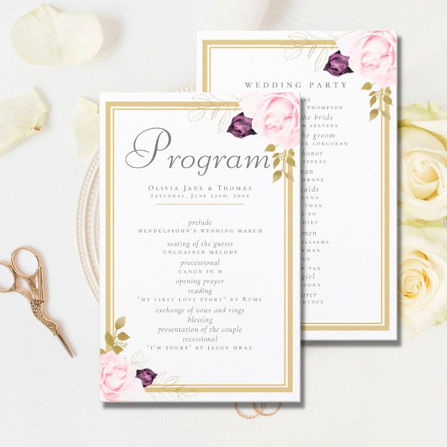 Elegant Classic Gold Frame Floral Roses Wedding (Creator Uploaded)