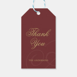 Elegant Classic Gold Script Burgundy Christmas Gift Tags