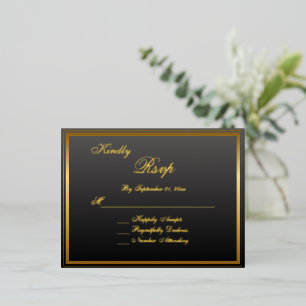 Elegant Classic Gold Script Wedding RSVP Card