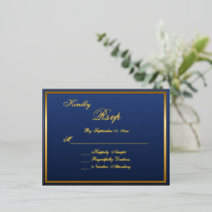 Elegant Classic Gold Script Wedding RSVP Card