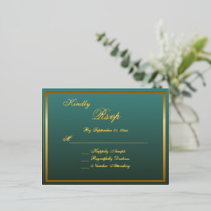Elegant Classic Gold Script Wedding RSVP Card