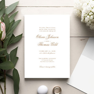 Elegant Classic Gold Traditional Wedding Invitation