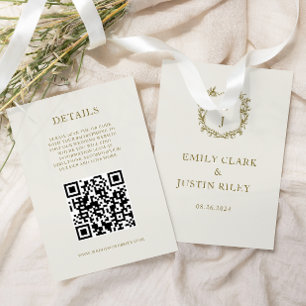 Elegant Classic Gold Wedding QR code Details Enclosure Card