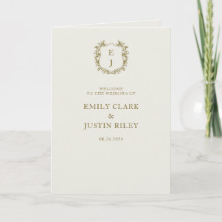 Elegant Classic Golden Monogram Wedding Booklet Programme