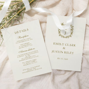 Elegant Classic Golden Monogram Wedding Details Enclosure Card
