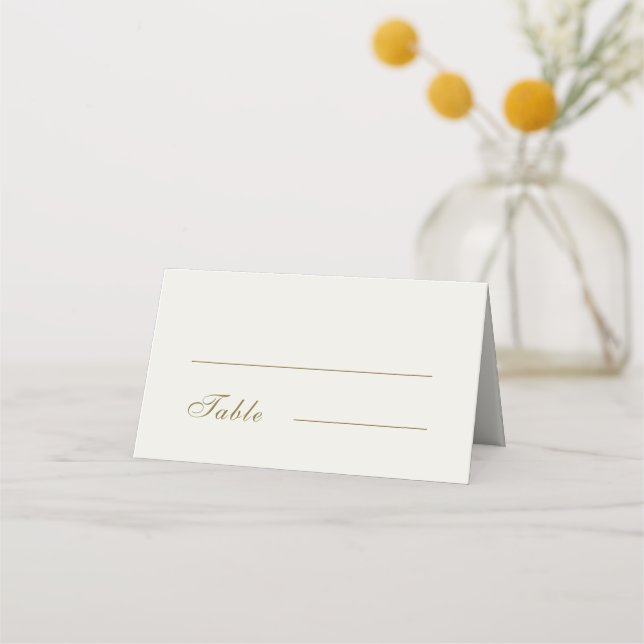 Elegant Classic Golden Monogram Wedding Folded Place Card (Front)