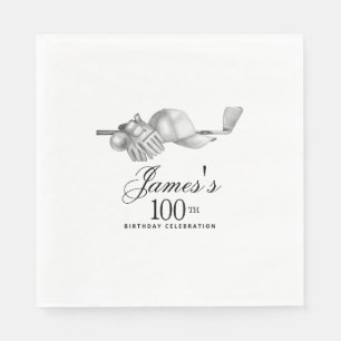 Elegant Classic Golf 100th Birthday Party Custom Napkin