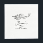 Elegant Classic Golf 21st Birthday Party Custom Napkin<br><div class="desc">Elegant black and white custom birthday napkins for a golfer. The top of is decorated with golf accessories - a golf club, golf ball, hat and gloves. The watercolor design creates a traditional and classic aesthetic. Perfect for a birthday bash at the club or a backyard BBQ. All of the...</div>