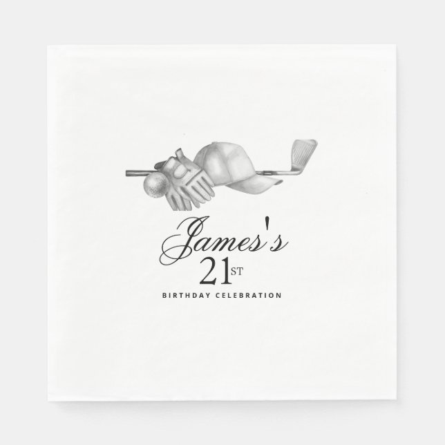 Elegant Classic Golf 21st Birthday Party Custom Napkin (Front)