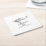 Elegant Classic Golf 21st Birthday Party Custom Square Paper Coaster<br><div class="desc">Elegant black and white custom birthday coasters for a golfer. The top of is decorated with golf accessories - a golf club, golf ball, hat and gloves. The watercolor design creates a traditional and classic aesthetic. Perfect for a birthday bash at the club or a backyard BBQ. All of the...</div>