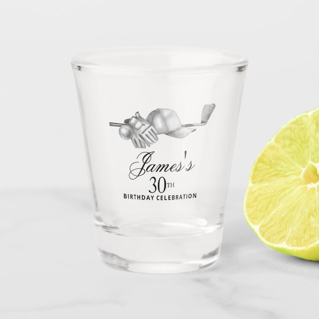 Elegant Classic Golf 30th Birthday Party Custom Shot Glass (Front)