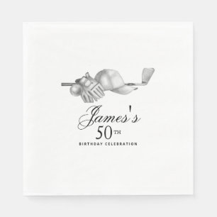 Elegant Classic Golf 50th Birthday Party Custom Napkin
