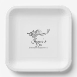 Elegant Classic Golf 50th Birthday Party Custom Paper Plate