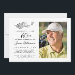 Elegant Classic Golf 60th Birthday Party Photo Invitation<br><div class="desc">Elegant black and white birthday invitation for a golfer. The top of the invitation is decorated with golf accessories - a golf club, golf ball, hat and gloves. The watercolor design creates a traditional and classic aesthetic. Perfect for a birthday bash at the club or a backyard BBQ. All of...</div>