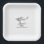 Elegant Classic Golf 80th Birthday Party Custom Paper Plate<br><div class="desc">Elegant black and white custom birthday paper plates for a golfer. The top of is decorated with golf accessories - a golf club, golf ball, hat and gloves. The watercolor design creates a traditional and classic aesthetic. Perfect for a birthday bash at the club or a backyard BBQ. All of...</div>