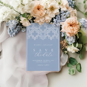 Elegant Classic Gothic Cathedral Forever Blue Save The Date