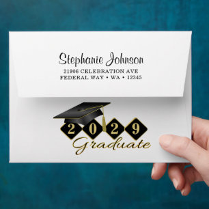 Elegant Classic Graduation Black & Gold Envelope
