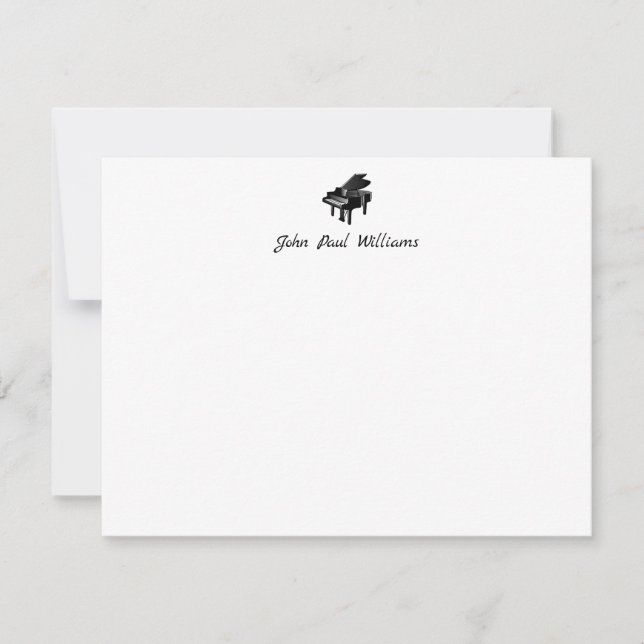 Elegant Classic Grand Piano Music Calligraphy Name Card (Front)