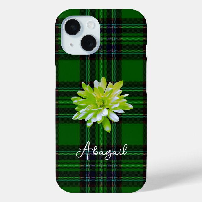 Elegant classic Green Black Plaid floral Case-Mate iPhone Case (Back)
