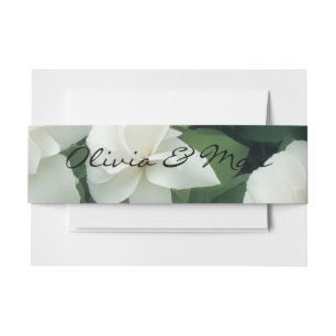 Elegant classic green botanical white floral invitation belly band