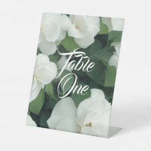 Elegant classic green botanical white floral pedestal sign