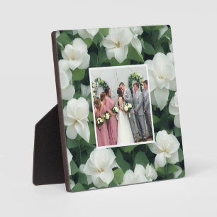 Elegant classic green botanical white floral plaque