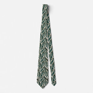 Elegant classic green floral pattern tie