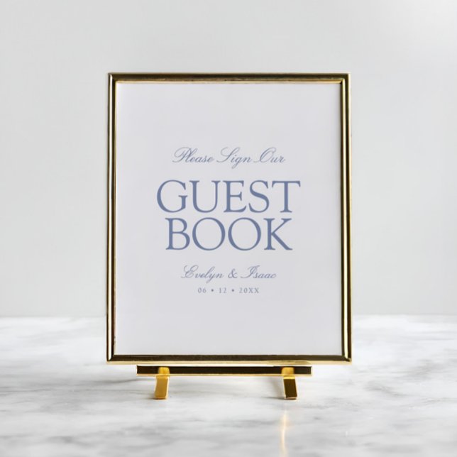 Elegant Classic Guest Book Dusty Blue Poster (Creator Uploaded)