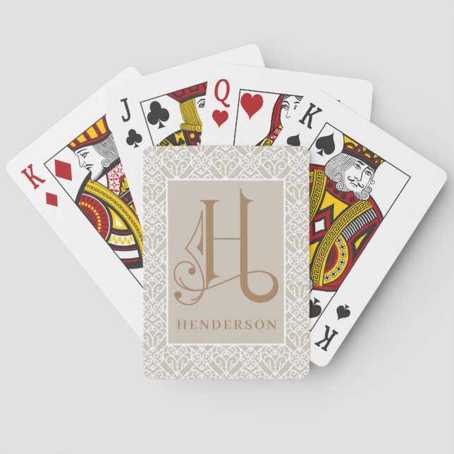 Elegant Classic  H Monogram, Personalise P Playing Cards (Back)