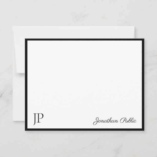 Elegant Classic Handwritten Script Text Monogram Card (Front)