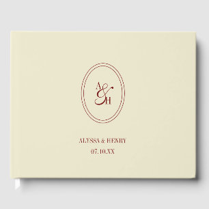Elegant Classic Ivory Cream Monogram Wedding Guest Book