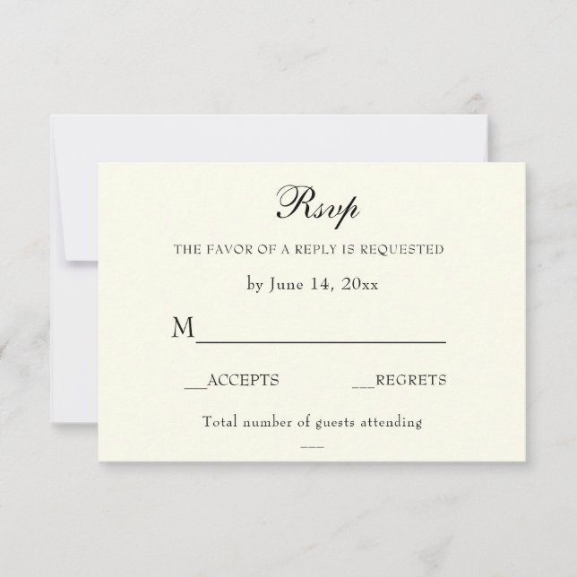 Elegant Classic Ivory Wedding Classic RSVP Card (Front)