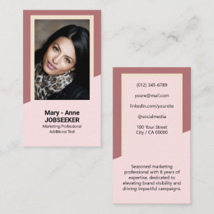 Elegant Classic Job Seeker Classy Vintage Pink Business Card