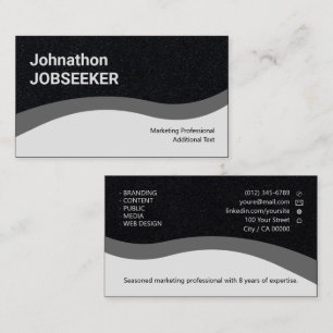 Elegant Classic Job Seeker Minimal Clean Black Business Card